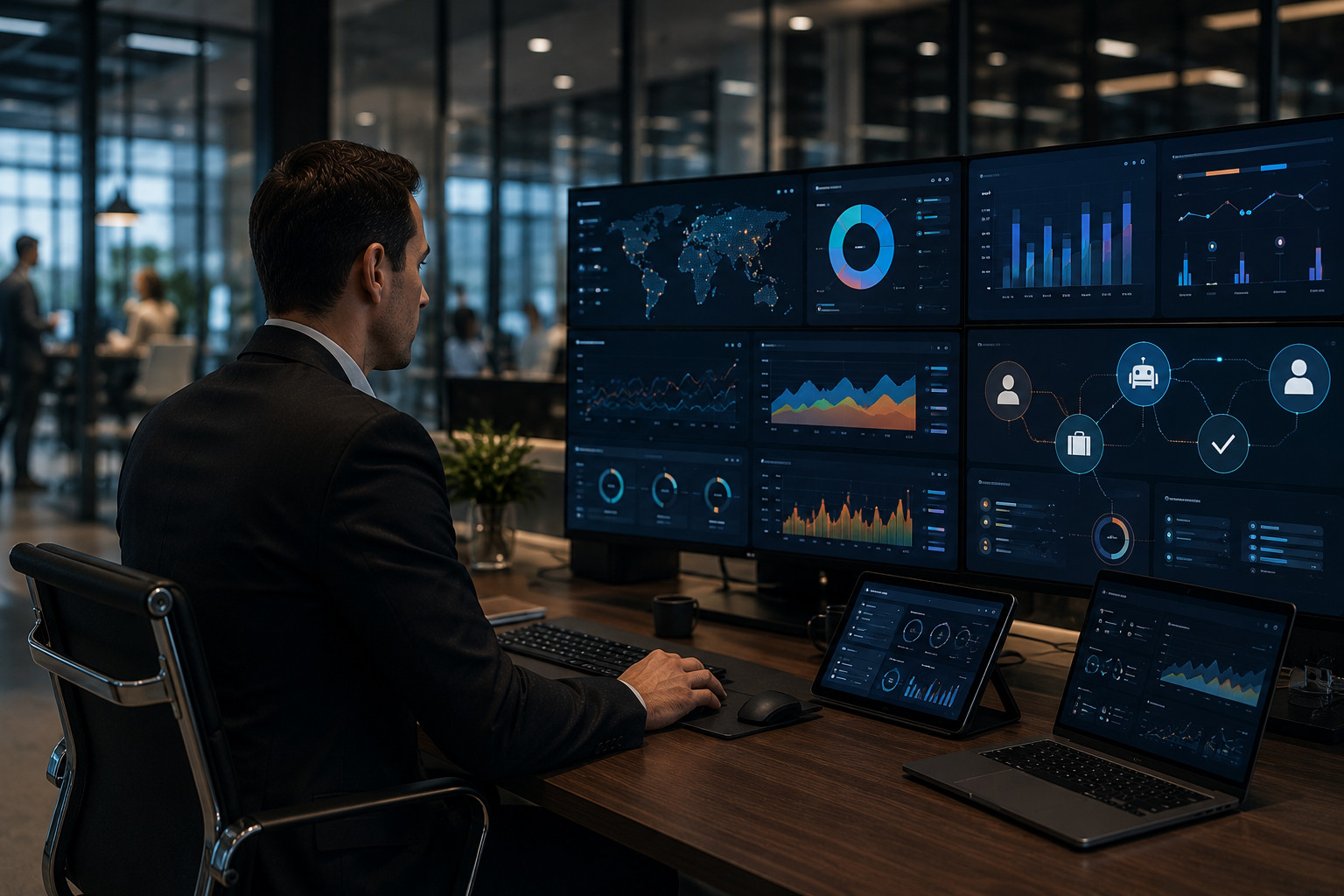 Operasyon analitiği çoklu ekran dashboard