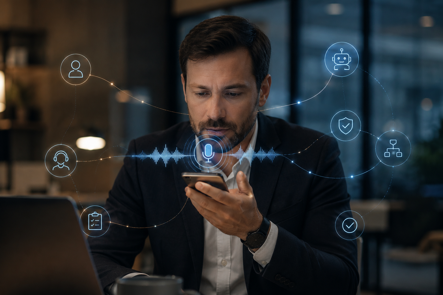 Sesli AI agent telefon çağrısını karşılıyor